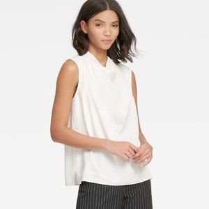DKNY FUNNEL-NECK TOP WITH CAP SLEEVES
